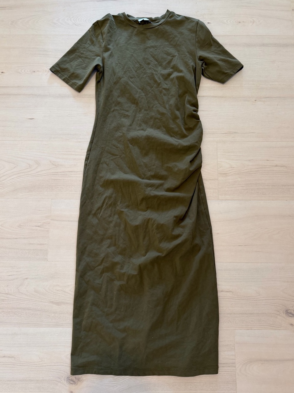 Vince Olive Green Midi T-Shirt Dress